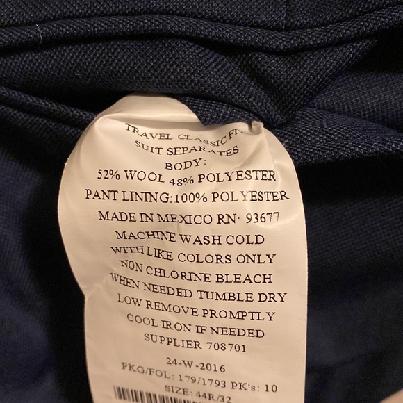 Stafford SZ 44 x 32 Mid Blue Classic Fit Flat Front Trousers Dress Pants - Picture 12 of 12